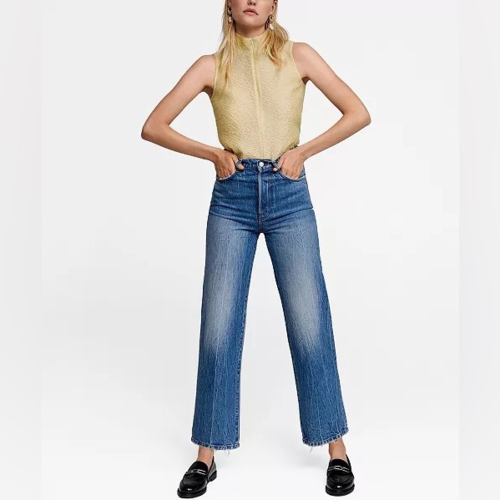 Mango X Leandra Medine Yellow Zip Texture Top Med… - image 1